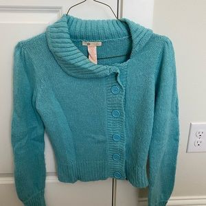 Aqua side button sweater
